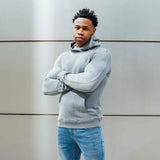 Muscle Fit Hoodie In Heather Grey