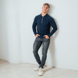 Muscle Fit Pullover In Deep Blue