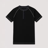 Hyper Stretch Henley In Jet Black · Short Sleeve