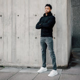 Muscle Fit Hoodie In Jet Black