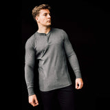 Long Sleeve Henley In Charcoal Grey [Surplus Sale]
