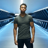 Short Sleeve Henley In Charcoal Grey [Surplus Sale]