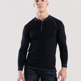 Hyper Stretch Henley In Jet Black
