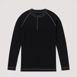 Hyper Stretch Henley In Jet Black · Long Sleeve