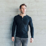 Long Sleeve Henley In Jet Black [Surplus Sale]