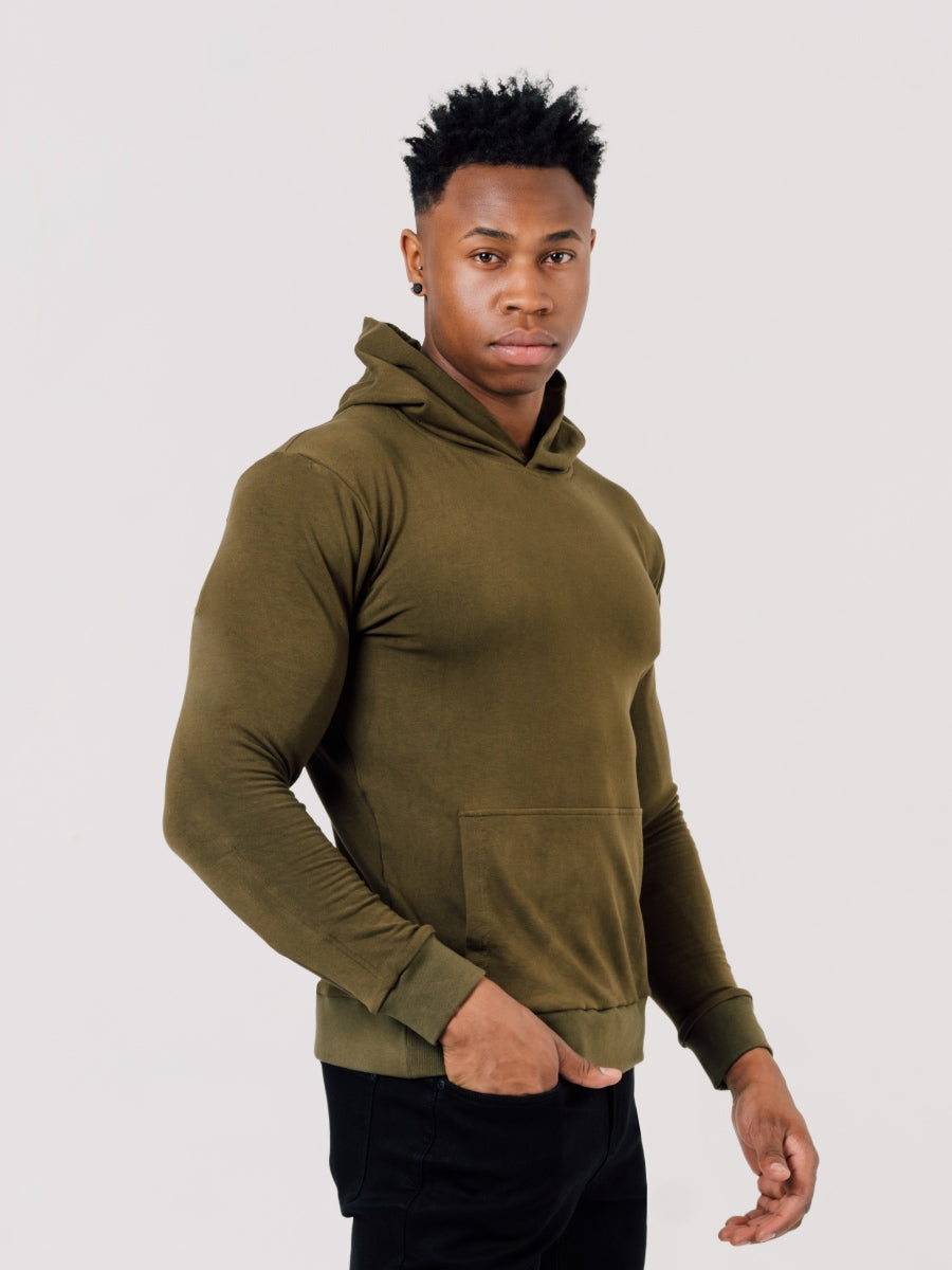Hyper Stretch Hoodie In Olive Green