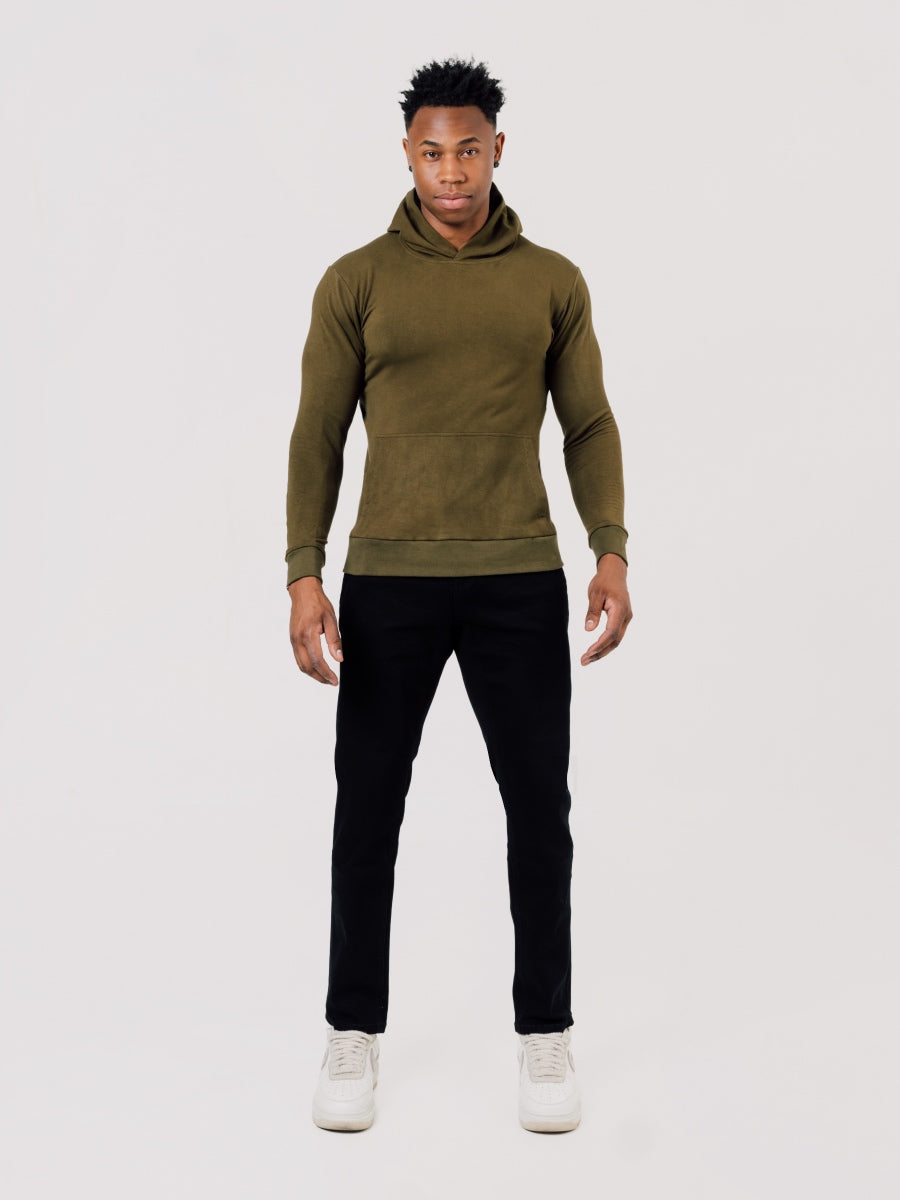 Hyper Stretch Hoodie In Olive Green