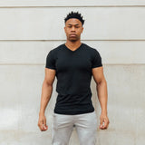 V Neck Tee In Jet Black [Surplus Sale]