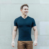 V Neck Tee In Navy Blue [Surplus Sale]