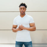 V Neck Tee In Pure White [Surplus Sale]