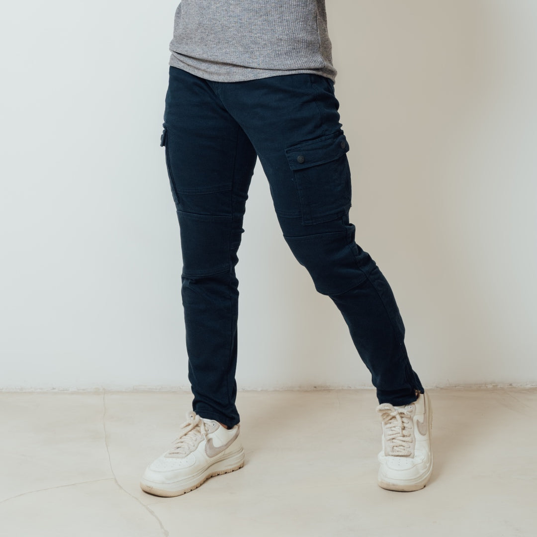 Cargo Trousers In Navy Blue