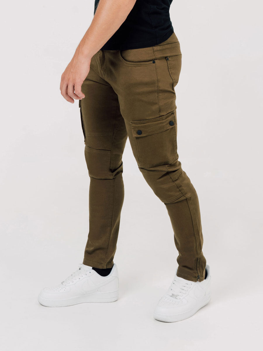 Cargo Trousers In Olive Green