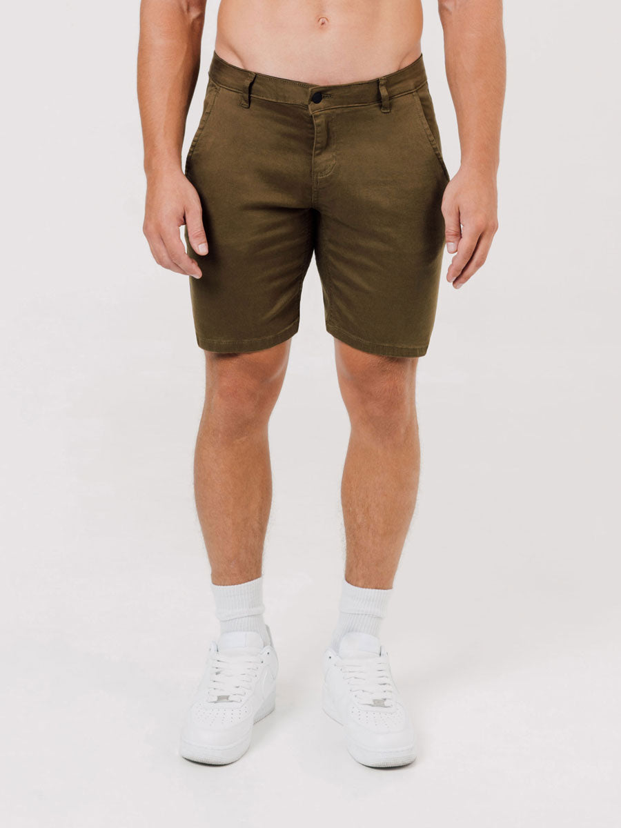 Hyper Stretch Shorts In Olive Green