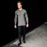 Long Sleeve Henley In Charcoal Grey [Surplus Sale]