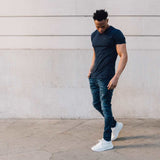 Ribbed Tee In Deep Blue [Surplus Sale]