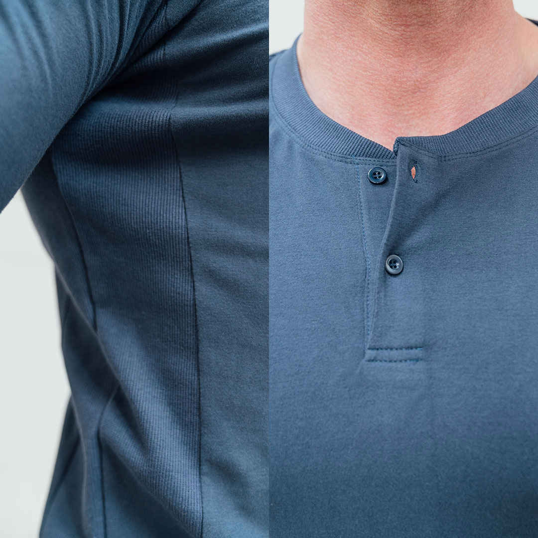 Long Sleeve Henley In Navy Blue [Surplus Sale]