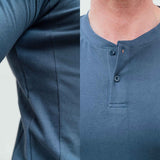 Long Sleeve Henley In Navy Blue [Surplus Sale]