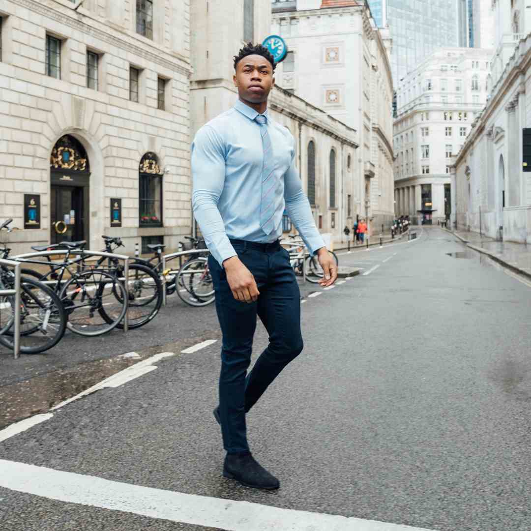 Sky blue shirt black jeans new arrivals