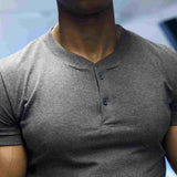 Short Sleeve Henley In Charcoal Grey [Surplus Sale]