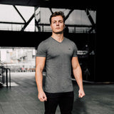 V Neck Tee In Charcoal Grey [Surplus Sale]