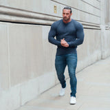 Long Sleeve Henley In Navy Blue [Surplus Sale]