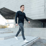 Long Sleeve Henley In Jet Black [Surplus Sale]