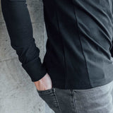 Long Sleeve Henley In Jet Black [Surplus Sale]