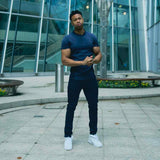 Short Sleeve Henley In Navy Blue [Surplus Sale]