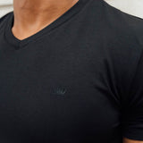 V Neck Tee In Jet Black [Surplus Sale]