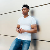 V Neck Tee In Pure White [Surplus Sale]