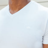 V Neck Tee In Pure White [Surplus Sale]